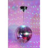 Ibiza Light Disco Light Set avec boule à facettes de 30 cm + moteur à batterie avec LED RGBW rétro fête des années 50